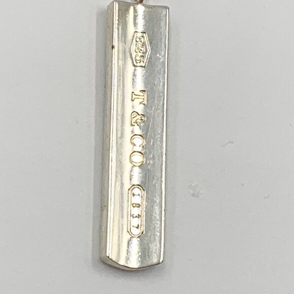Authentic Tiffany & Co 925 Silver 1837 Bar Pendant with Necklace - Picture 2 of 9